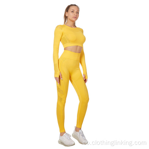 Top à Manica Lunga è Leggings à Vita Alta